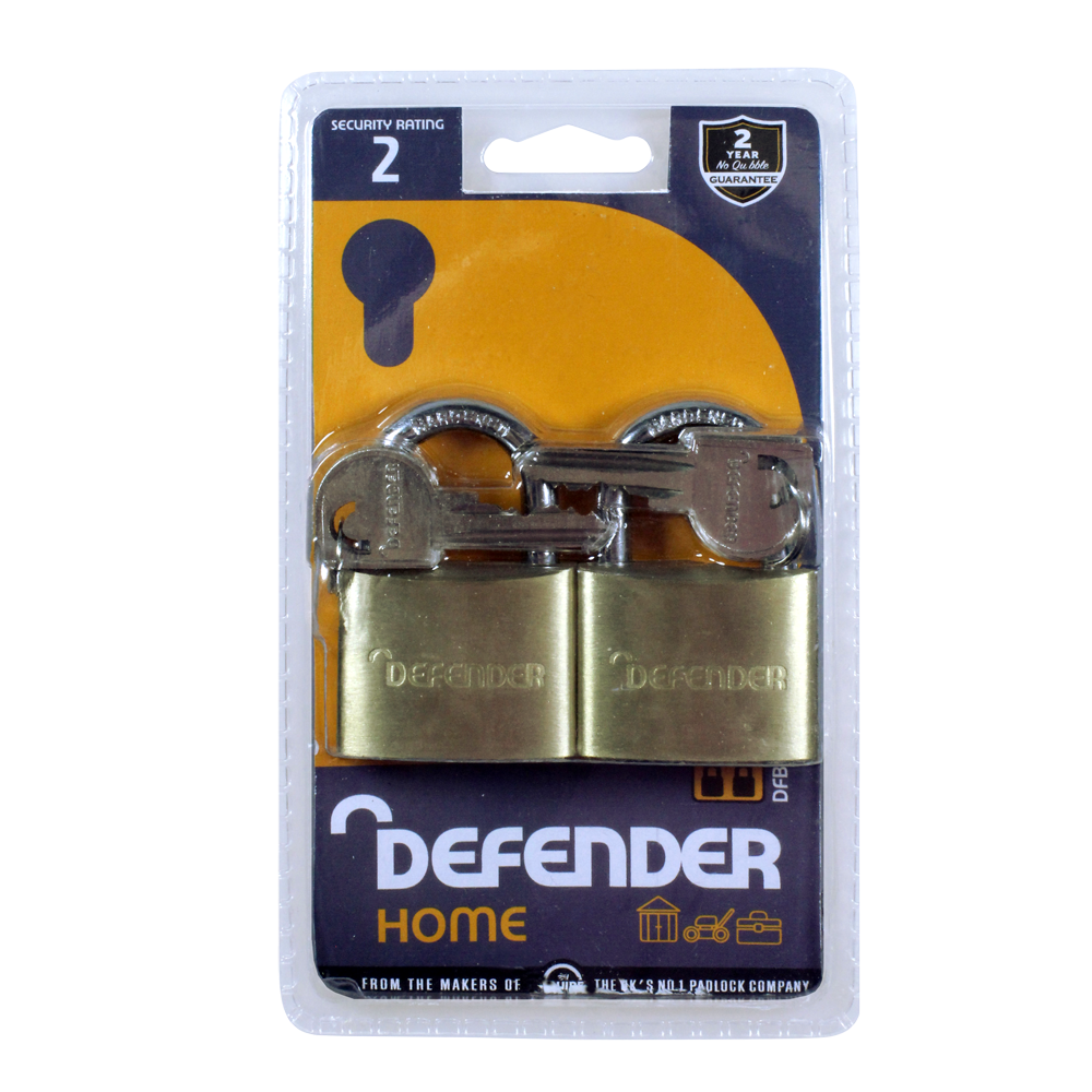 Defender Brass Padlock 20mm KA Twin Pack