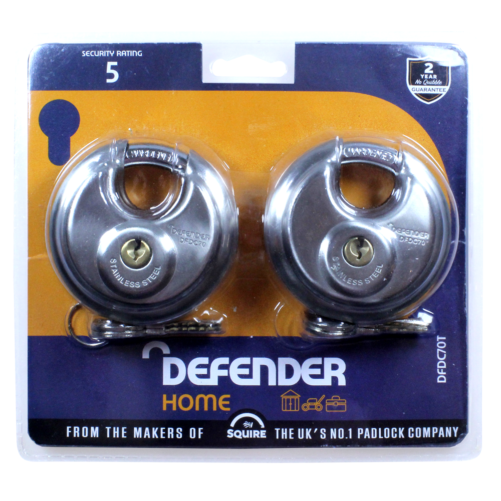 Defender 70mm Discus Padlock 70mm Twins
