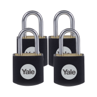Yale Y110JB Brass Open Shackle Padlock Pack of 4 