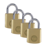 Yale Y110B Brass Open Shackle Padlock 40mm 4 Pack