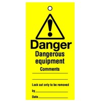 Lockout Tag Dangerous Equipment 100mm