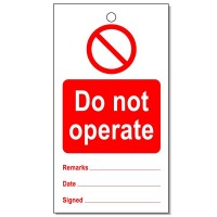 Lockout Tag Do Not Operate